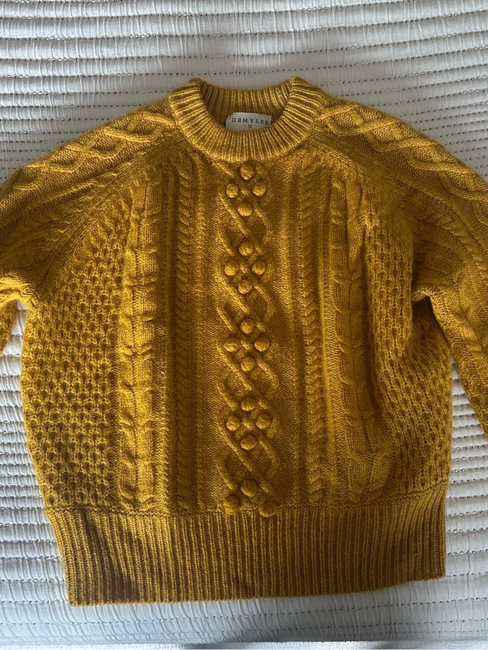 DemyLee x J.Crew Mustard Cable Turtleneck Sweater